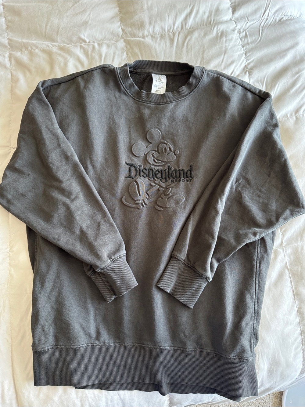 Disney Embossed Mickey Crewneck Sweatshirt - Charcoal Gray Black
